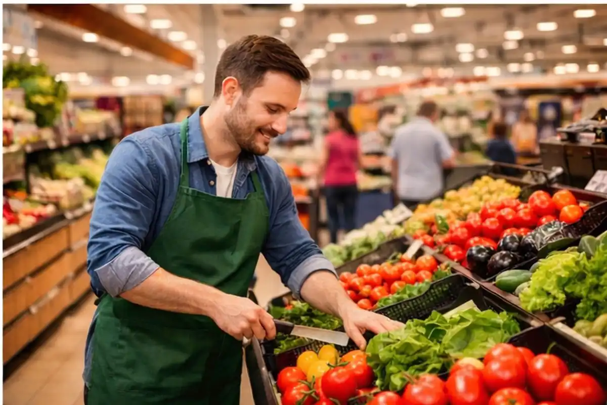Rayons de supermarche et produits frais